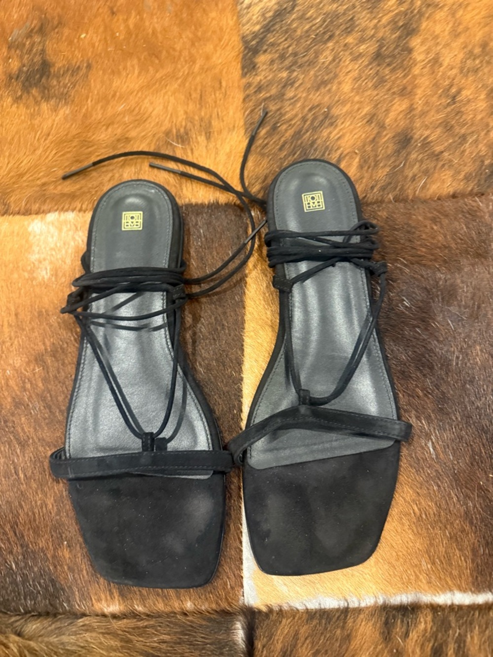 Toteme Black Suede Ankle Toe Sandals - Picture 3 of 7